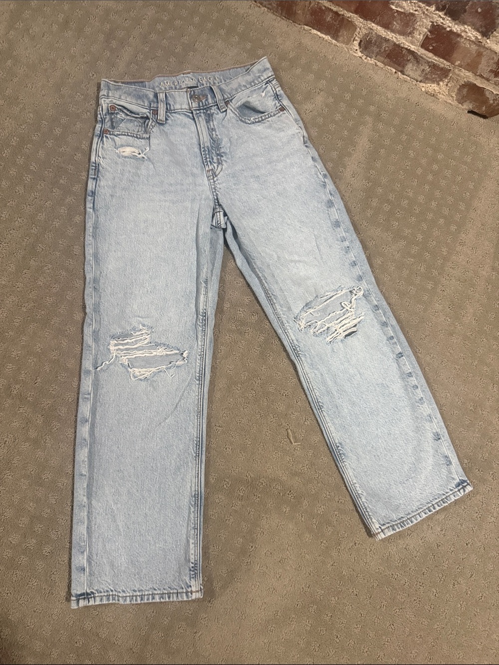 American Eagle Outfitters Light Wash Distressed Boyfriend Jeans